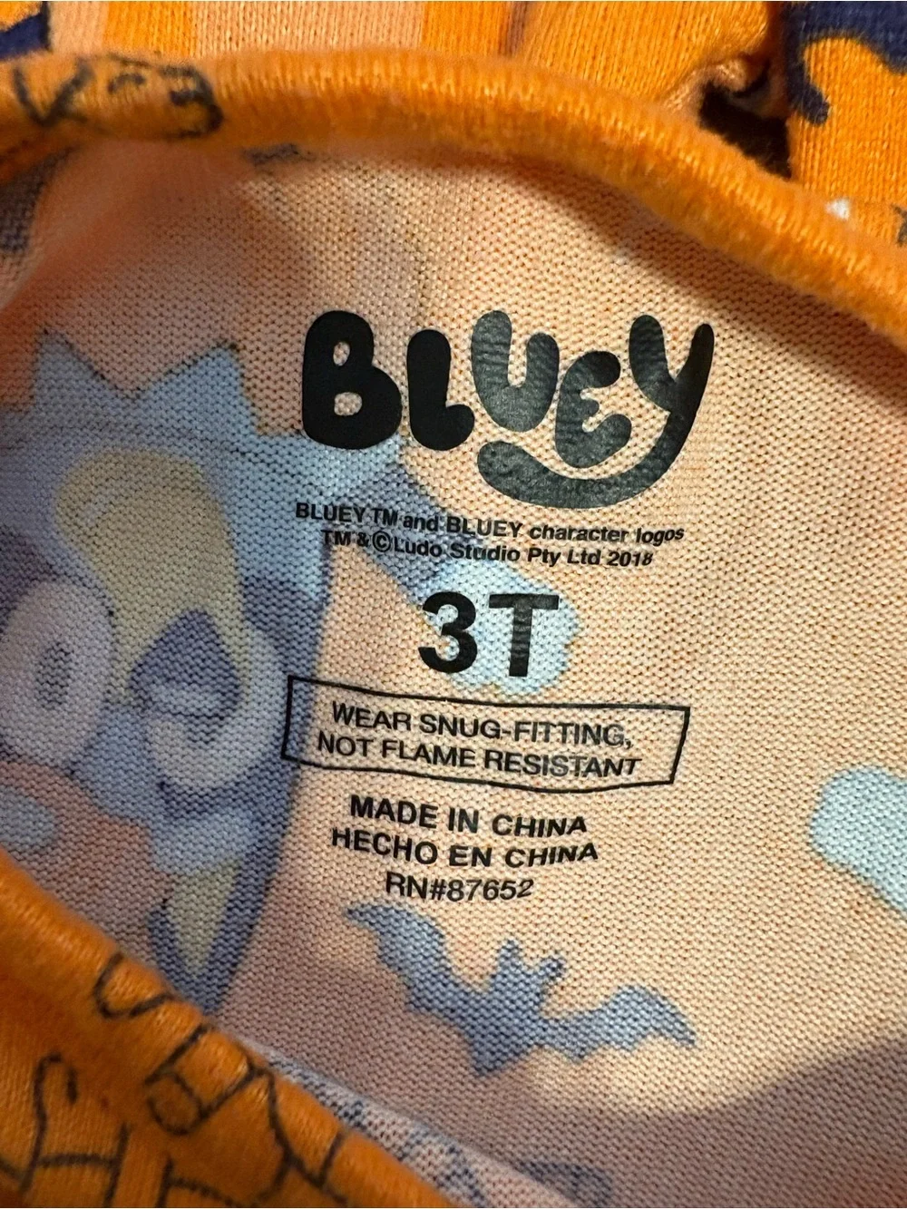Bluey Halloween Pajama Set 3T Orange Pumpkin Long Sleeve